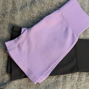 OQQ Women's 2 Piece Yoga Ribbed Seamless Workout High Waist Athletic Shorts